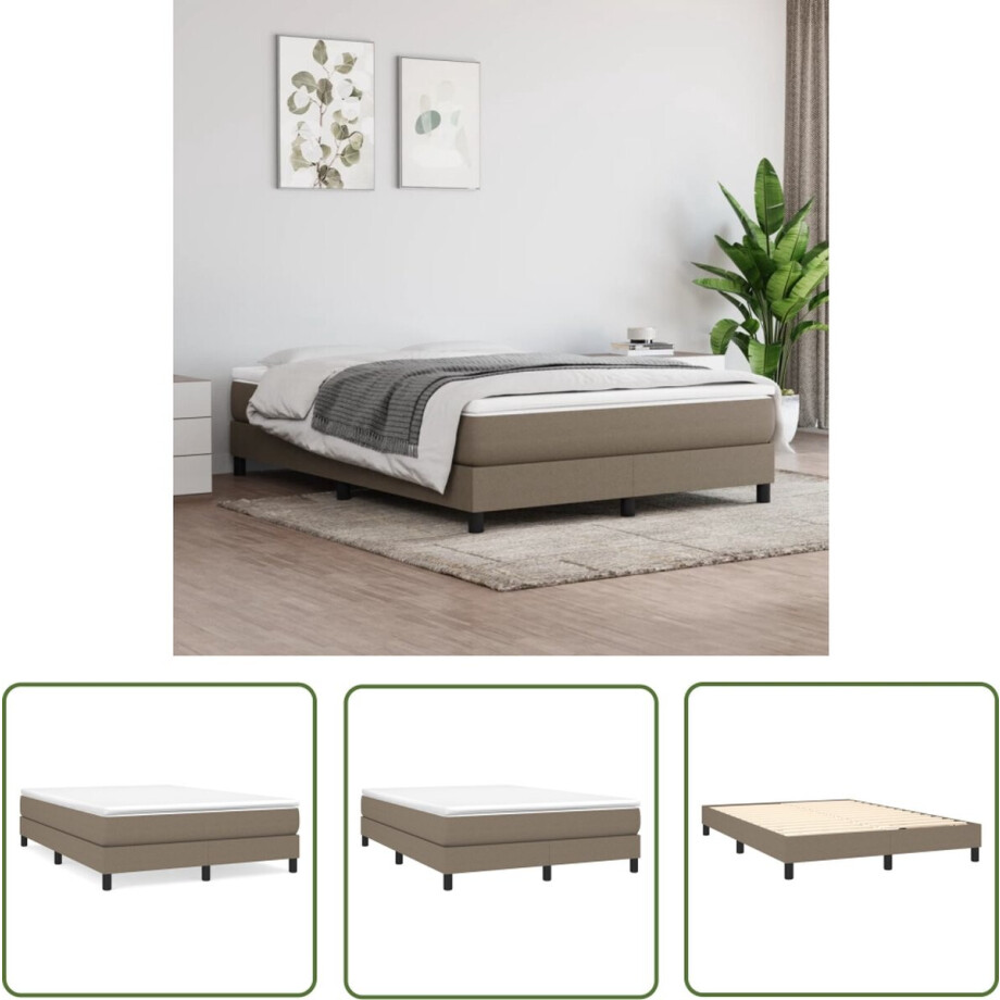 vidaXL Slaapcomfort - Boxspring Frame - Bedframe zonder matras stof taupe 140x190 cm - Bedframe - Taupecleur - Tweepersoonsslaapkamer vidaXL Slaapcomfort - Boxspring Frame - Bedframe zonder matras stof taupe 140x190 cm - Bedframe - Taupecleur - Tweepersoonsslaapkamer afbeelding 1