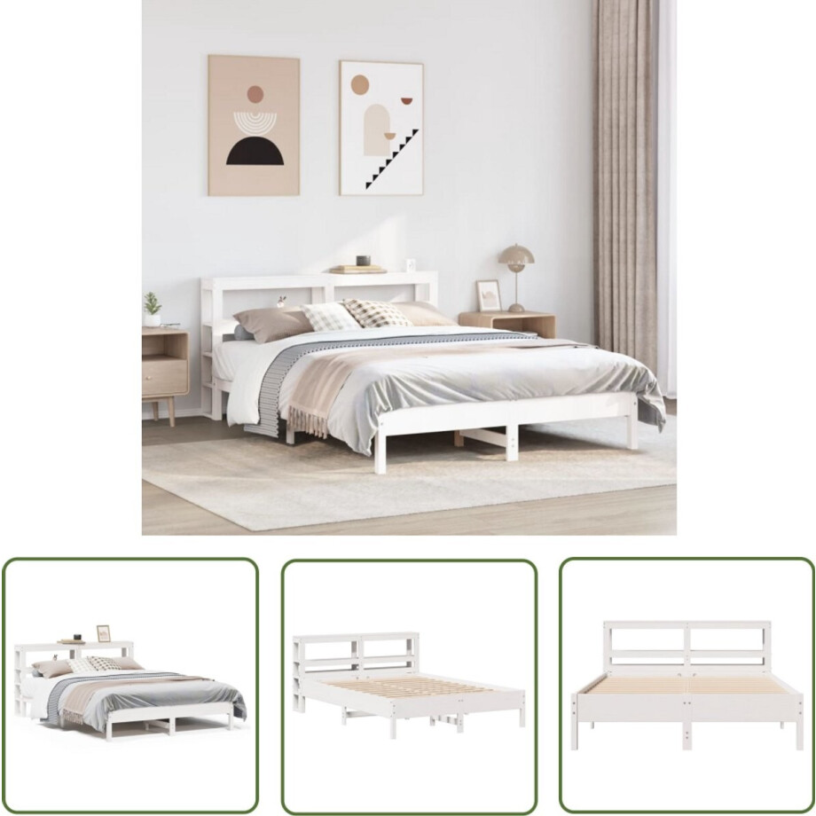 vidaXL Houten Bed - Bedframe - Bedframe zonder matras massief grenenhout wit 160x200 cm - Grenenhouten Bed - Bed Met Opbergvakken - Tweepersoonsbed vidaXL Houten Bed - Bedframe - Bedframe zonder matras massief grenenhout wit 160x200 cm - Grenenhouten Bed - Bed Met Opbergvakken - Tweepersoonsbed afbeelding 1