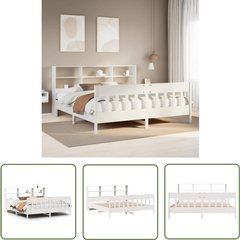 vidaXL Massief Hout - Bedframe - Bedframe zonder matras massief grenenhout wit 180x200 cm - Grenenhout - Bedbank - Slaapkamer vidaXL Massief Hout - Bedframe - Bedframe zonder matras massief grenenhout wit 180x200 cm - Grenenhout - Bedbank - Slaapkamer afbeelding 1