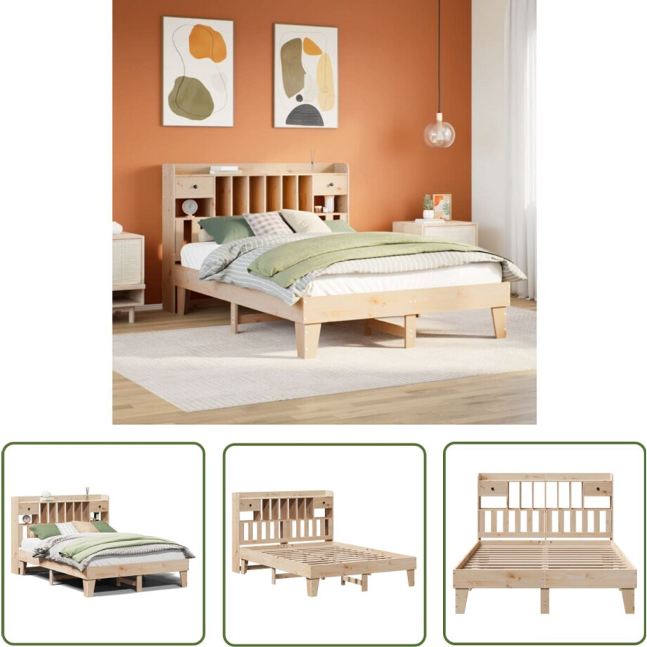 vidaXL Grenenhout - Bedframe - Bedframe zonder matras massief grenenhout 140x200 cm - Massief Hout - Bedbank - Slaapkamer vidaXL Grenenhout - Bedframe - Bedframe zonder matras massief grenenhout 140x200 cm - Massief Hout - Bedbank - Slaapkamer afbeelding 1