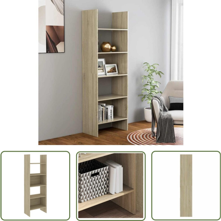 vidaXL Boekenkast - Bibliotheek - Boekenkast 60x35x180 cm bewerkt hout sonoma eikenkleurig - Opbergkast - Houten Meubilair - Design Bibliotheek vidaXL Boekenkast - Bibliotheek - Boekenkast 60x35x180 cm bewerkt hout sonoma eikenkleurig - Opbergkast - Houten Meubilair - Design Bibliotheek afbeelding 1