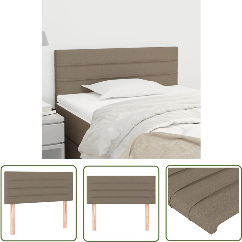 vidaXL Hoofdeinde - Hoofd Bord - Hoofdbord 80x5x78/88 cm stof taupe - Beddecoratie - Slaapkamervloerisolator - Stoffen Hoofdbord afbeelding 1
