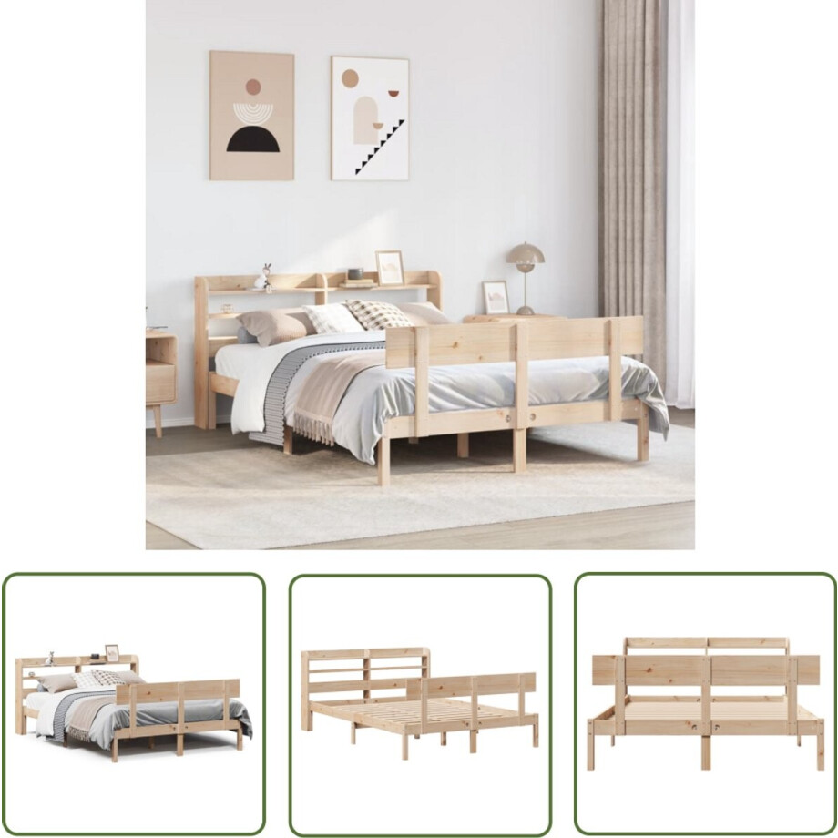 vidaXL Houten Bed - Bed Frame - Bedframe zonder matras massief grenenhout 120x200 cm - Grenen Bed - Tweepersoons Bed - Boxspring Bed afbeelding 1
