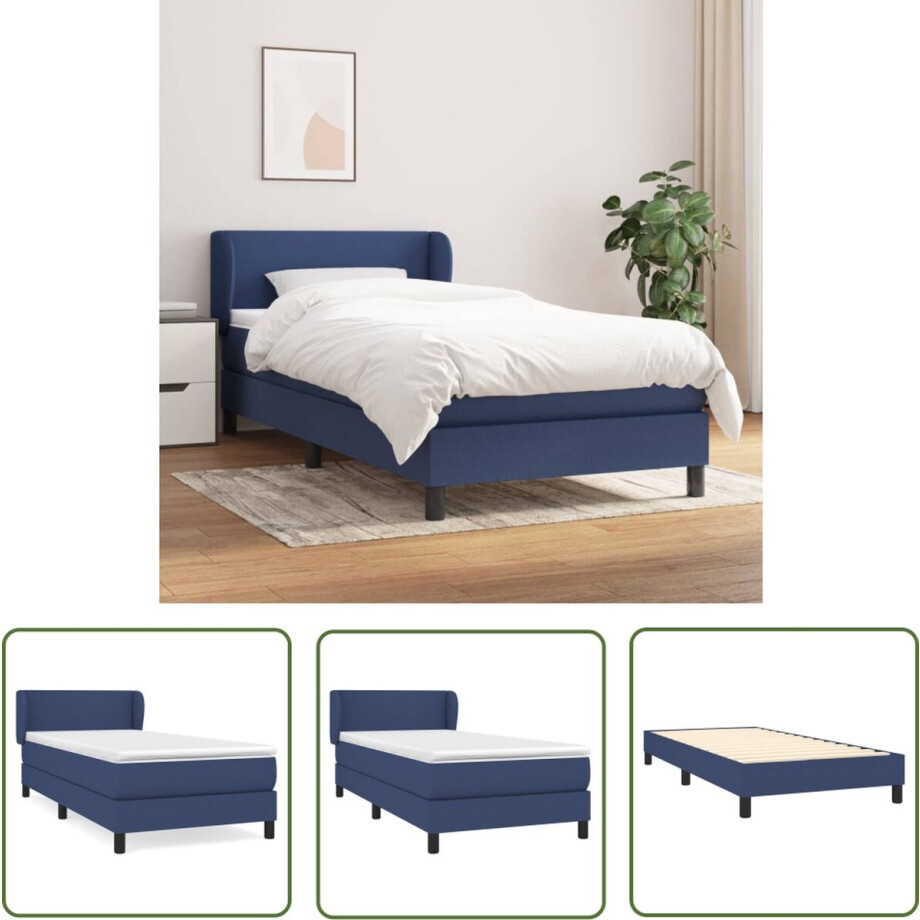 vidaXL Boxspring - Boxspringbed - Boxspring met matras stof blauw 100x200 cm - Slaapkamer Meubels - Tweepersoonsbed - Blauwe Bed vidaXL Boxspring - Boxspringbed - Boxspring met matras stof blauw 100x200 cm - Slaapkamer Meubels - Tweepersoonsbed - Blauwe Bed afbeelding 1