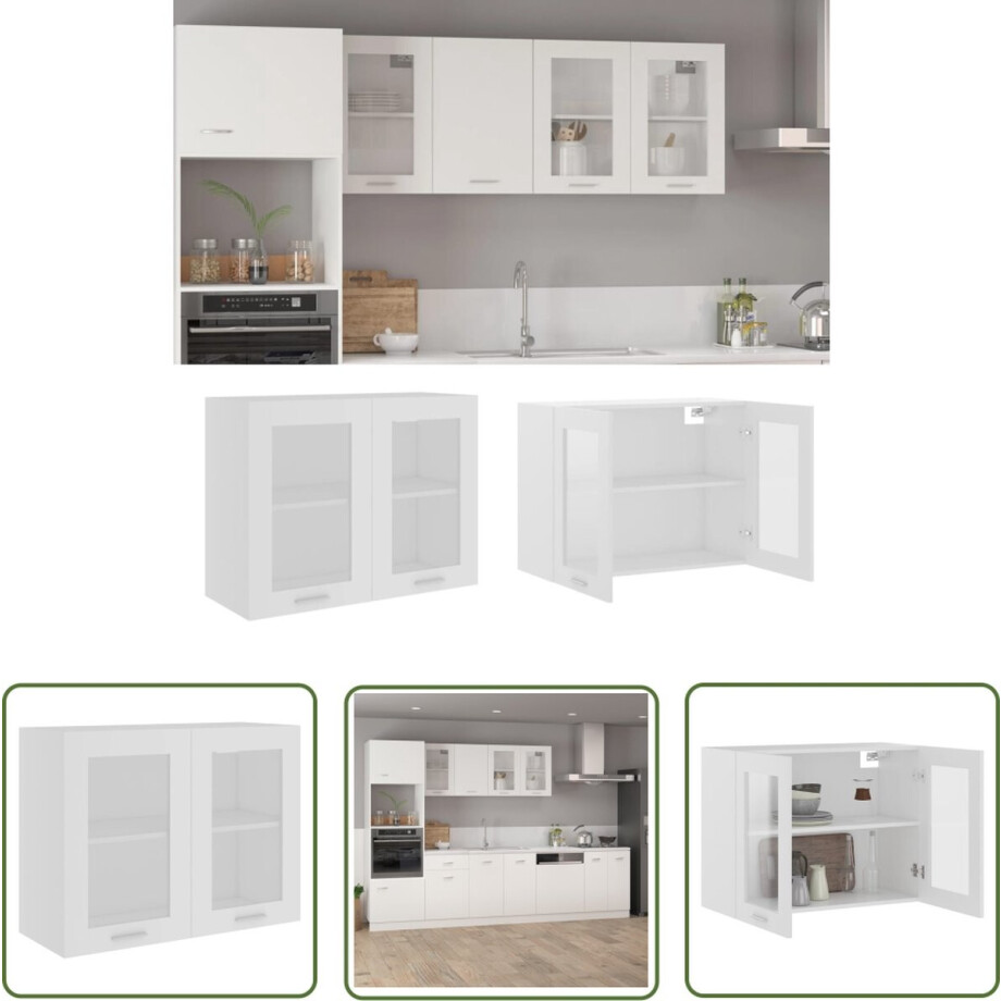vidaXL Keukenopslag - Hangkast - Hangkast Lyon 80x31x60 cm bewerkt hout wit - Houten Kast - Witte Kast - Opslagruimte vidaXL Keukenopslag - Hangkast - Hangkast Lyon 80x31x60 cm bewerkt hout wit - Houten Kast - Witte Kast - Opslagruimte afbeelding 1