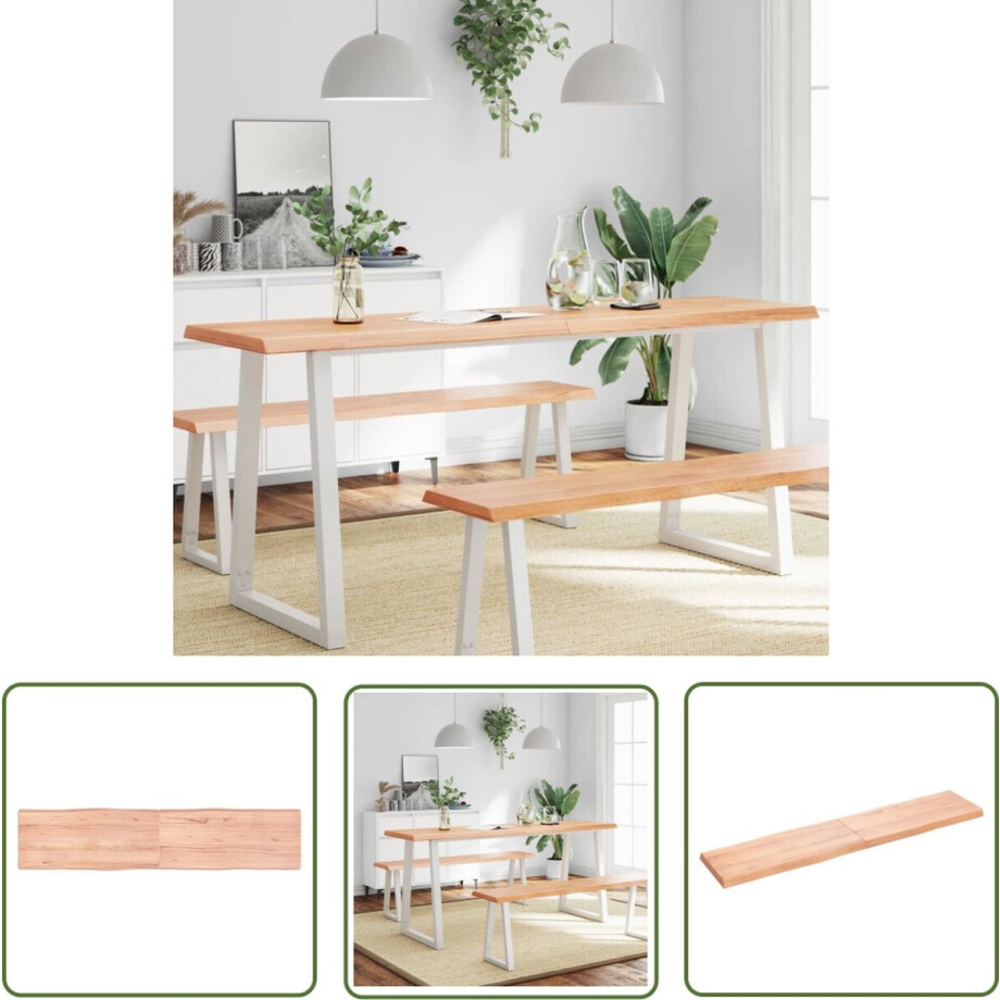 vidaXL Eikenhouten Tafelblad - Tafelblad Eikenhout - Tafelblad natuurlijke rand 180x40x(2-6) cm eikenhout lichtbruin - Tafelblad Vervangen - Salontafel - Eetkamertafel vidaXL Eikenhouten Tafelblad - Tafelblad Eikenhout - Tafelblad natuurlijke rand 180x40x(2-6) cm eikenhout lichtbruin - Tafelblad Vervangen - Salontafel - Eetkamertafel afbeelding 1
