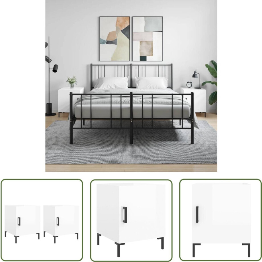 vidaXL Slaapkamerinrichting - Nachtkastjes - Nachtkastjes 2 st 40x40x50 cm bewerkt hout hoogglans wit - Houten Meubilair - Witte Meubelen - Modern Design vidaXL Slaapkamerinrichting - Nachtkastjes - Nachtkastjes 2 st 40x40x50 cm bewerkt hout hoogglans wit - Houten Meubilair - Witte Meubelen - Modern Design afbeelding 1