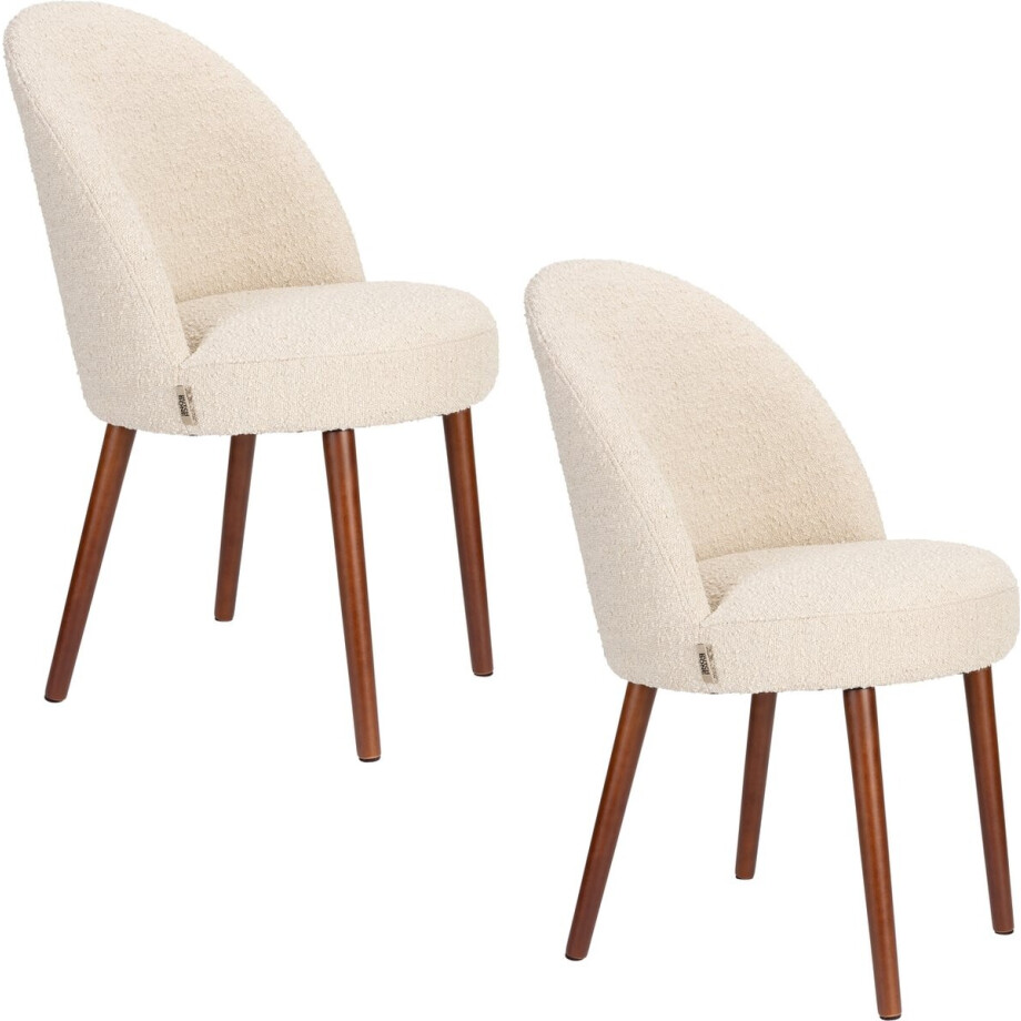 Dutchbone Barbara Eetkamerstoelen Bouclé Beige - Set van 2 Dutchbone Barbara Eetkamerstoelen Bouclé Beige - Set van 2 afbeelding 1