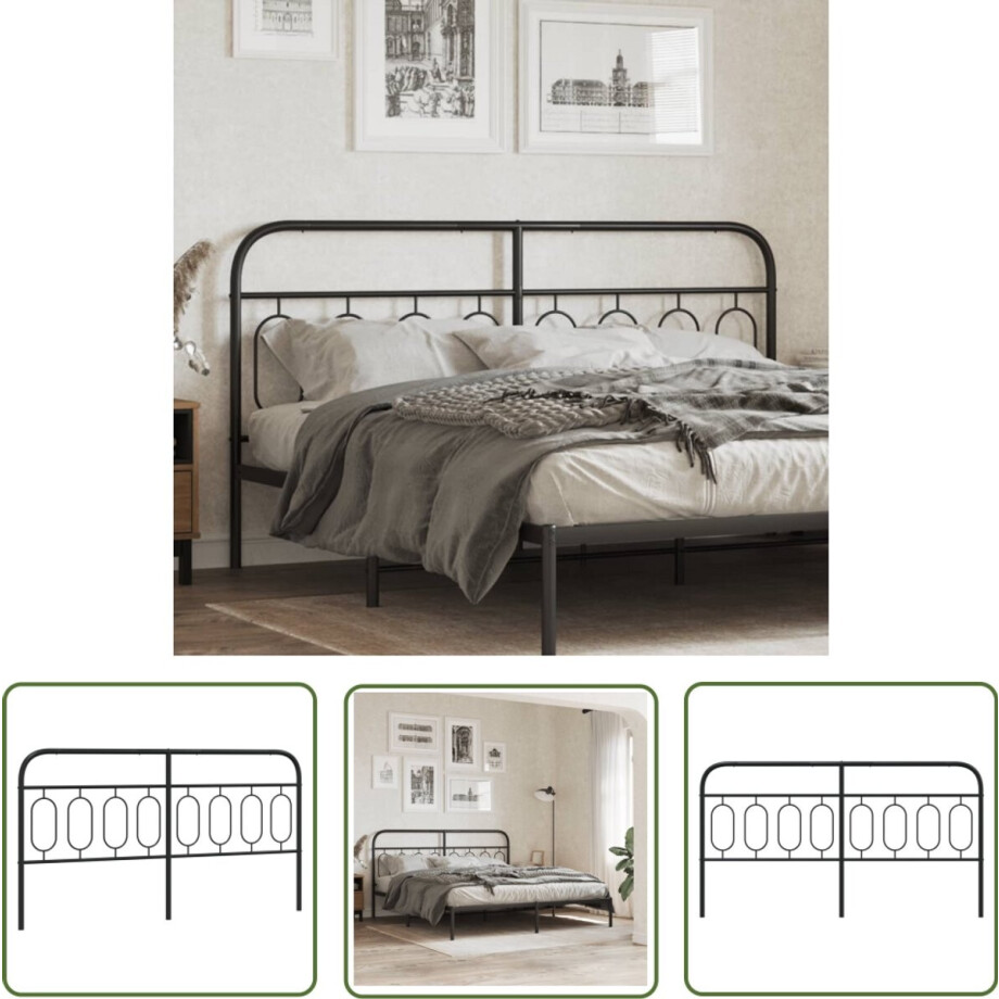 vidaXL Hoofdbekleding - Hoofdbord - Hoofdbord 193 cm metaal zwart - Beddecoratie - Staal Hoofdbord - Zwart Hoofdbord vidaXL Hoofdbekleding - Hoofdbord - Hoofdbord 193 cm metaal zwart - Beddecoratie - Staal Hoofdbord - Zwart Hoofdbord afbeelding 1