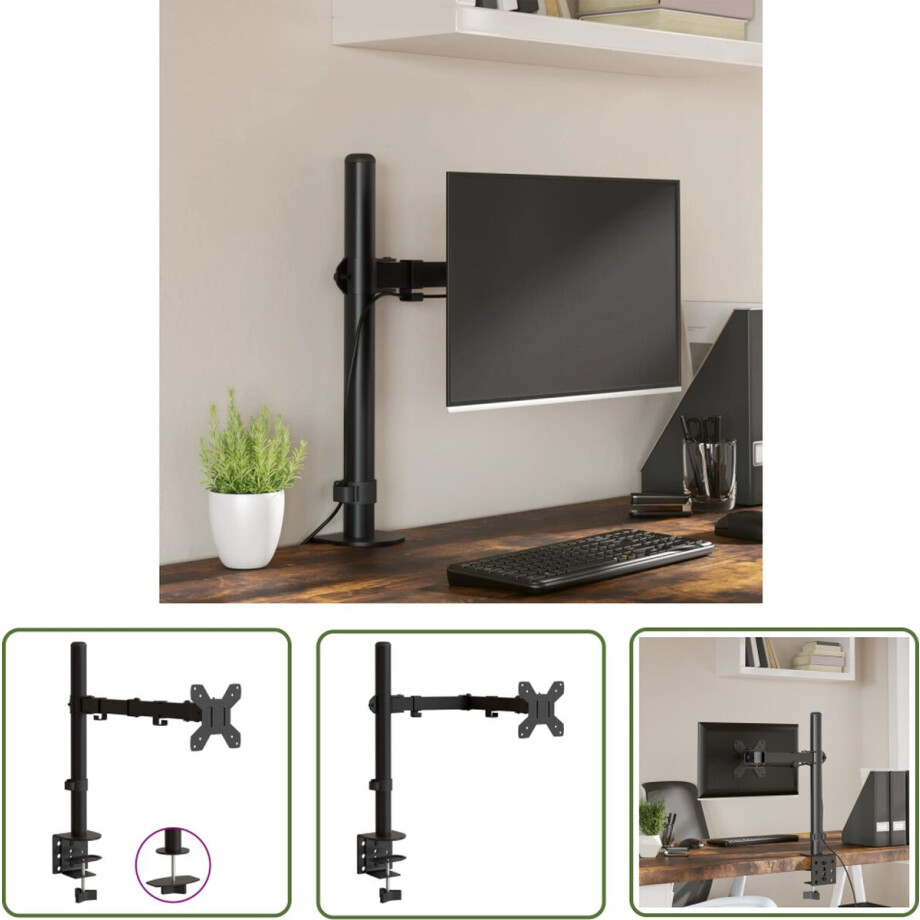 vidaXL Monitorarm - Monitorbeugel - Monitorbeugel VESA 75/100 mm zwart staal - Laptop Stand - Bureaublad Accessoire - Vesa Standaard afbeelding 1