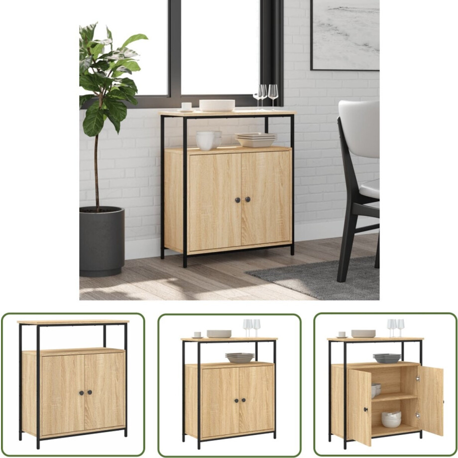 vidaXL Salontafel - Dressoir - Dressoir 70x30x80 cm bewerkt hout sonoma eikenkleurig - Houten Dressoir - Bruine Dressoir - Vintage Dressoir vidaXL Salontafel - Dressoir - Dressoir 70x30x80 cm bewerkt hout sonoma eikenkleurig - Houten Dressoir - Bruine Dressoir - Vintage Dressoir afbeelding 1