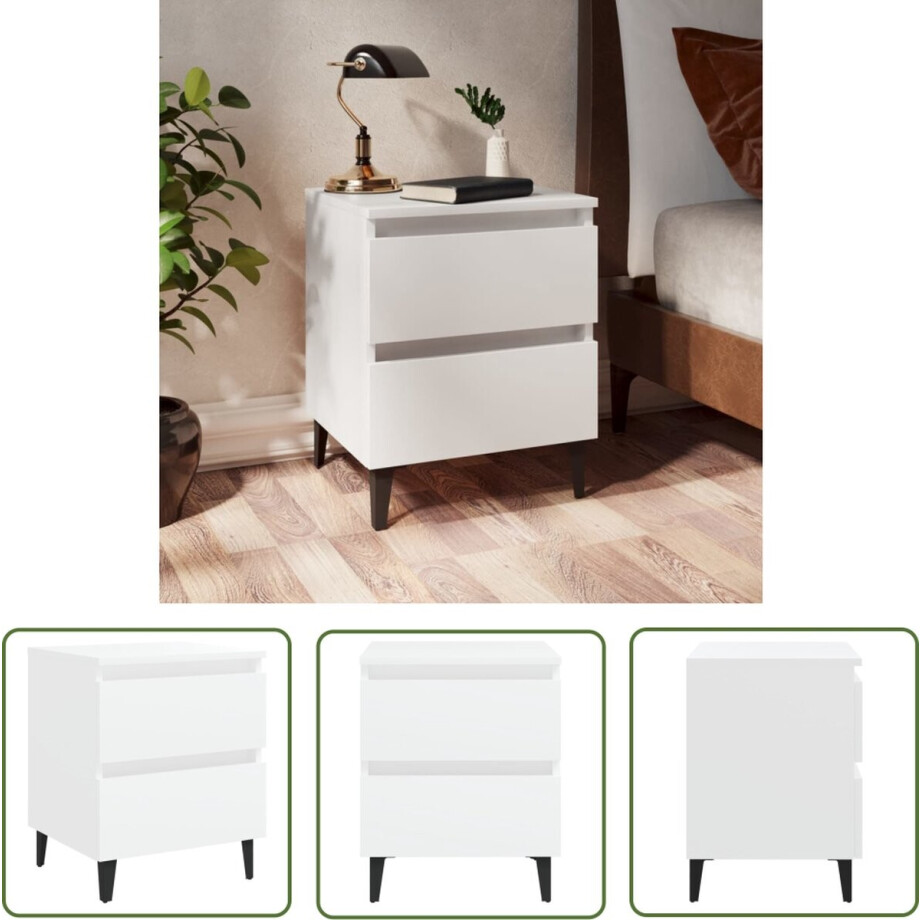 vidaXL Nachtkast - Nachtkastje - Nachtkastje 40x35x50 cm bewerkt hout wit - Industriel - Wit - Houten Nachtkast vidaXL Nachtkast - Nachtkastje - Nachtkastje 40x35x50 cm bewerkt hout wit - Industriel - Wit - Houten Nachtkast afbeelding 1