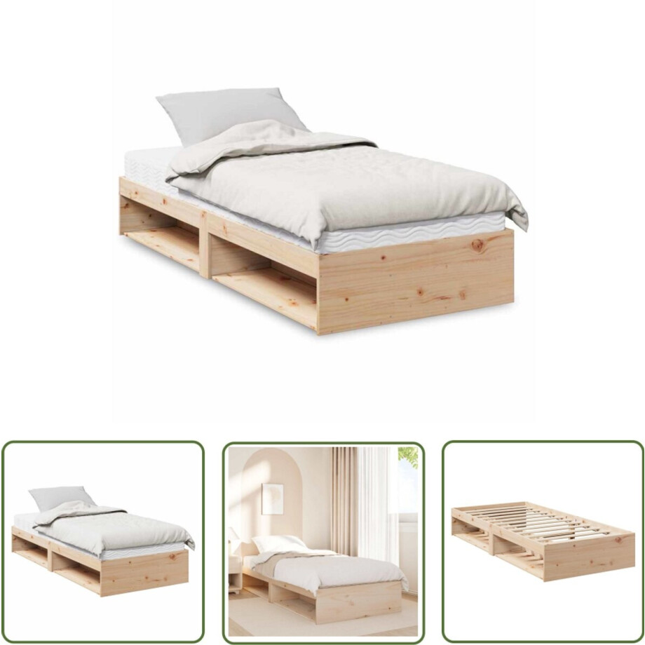 vidaXL Daybed - Slaapbank - Slaapbank met matras 100x200 cm massief grenenhout - Bankstel - Zitbank - Tweepersoonsbed afbeelding 1