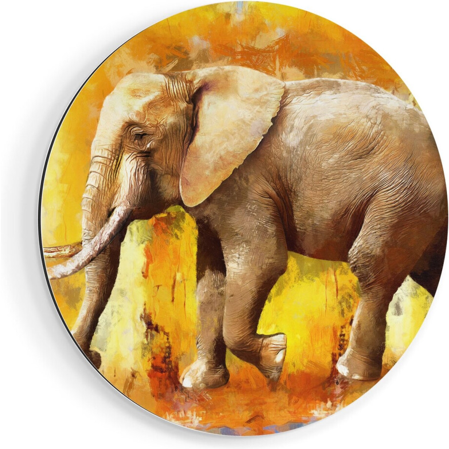 Artaza Dibond Muurcirkel Geschilderde Olifant Olieverf - Abstract - Ø 40 cm - Klein - Wandcirkel - Rond Schilderij - Voor Binnen en Buiten Artaza Dibond Muurcirkel Geschilderde Olifant Olieverf - Abstract - Ø 40 cm - Klein - Wandcirkel - Rond Schilderij - Voor Binnen en Buiten afbeelding 1