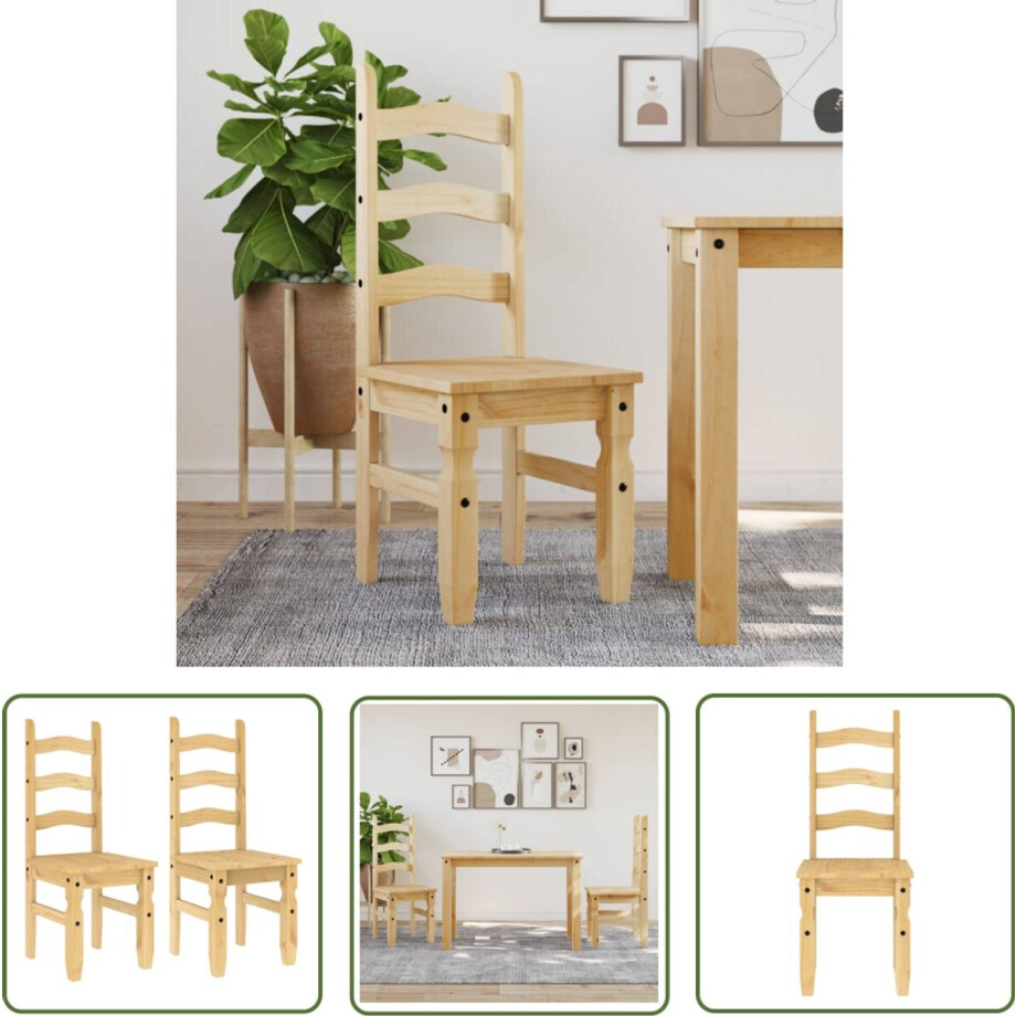 vidaXL Grenenhouten Stoel - Eetkamerstoel - Eetkamerstoelen 2 st Corona 42x47x107 cm grenenhout - Vintage Stoel - Landelijke Stoel - Bruine Stoel vidaXL Grenenhouten Stoel - Eetkamerstoel - Eetkamerstoelen 2 st Corona 42x47x107 cm grenenhout - Vintage Stoel - Landelijke Stoel - Bruine Stoel afbeelding 1