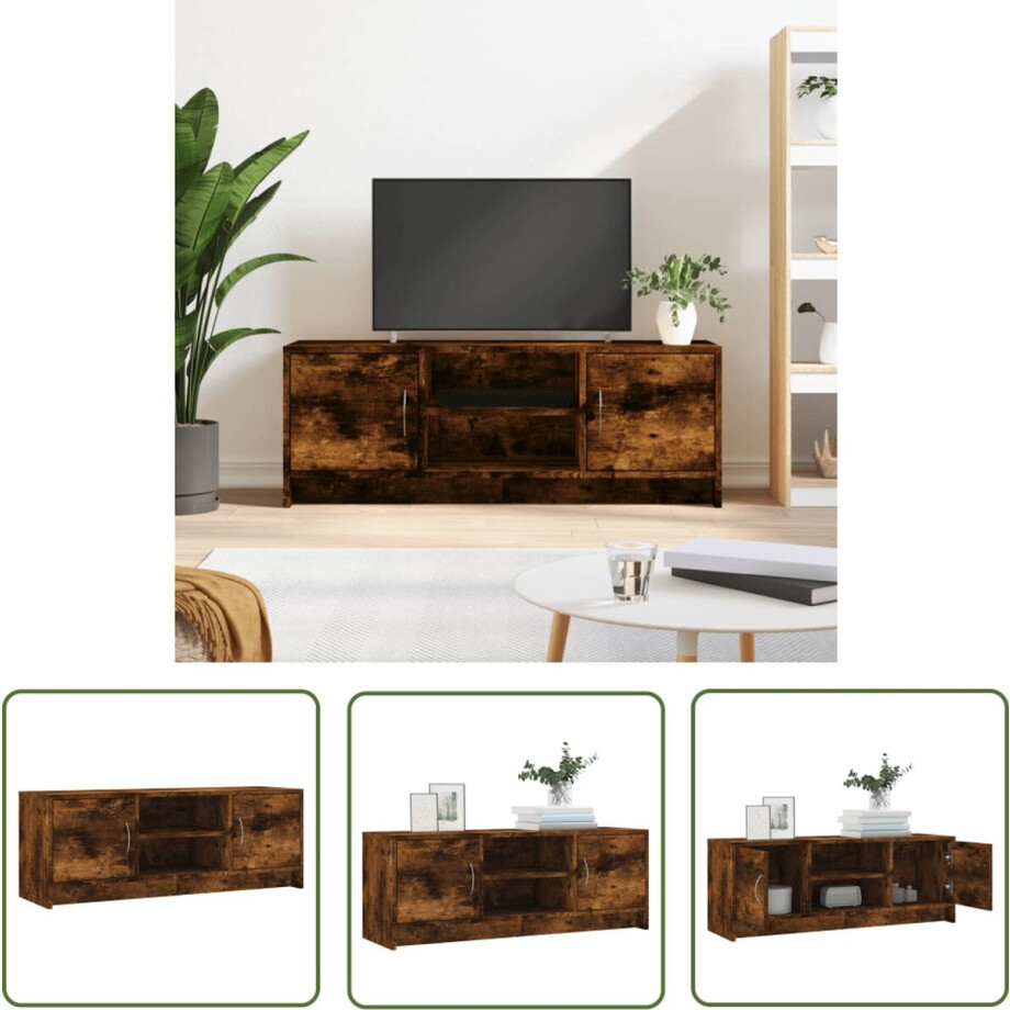 The Living Store TV-meubel - Praktische Deuren - Gerookt Eiken - 102 x 30 x 37.5 cm The Living Store TV-meubel - Praktische Deuren - Gerookt Eiken - 102 x 30 x 37.5 cm afbeelding 1