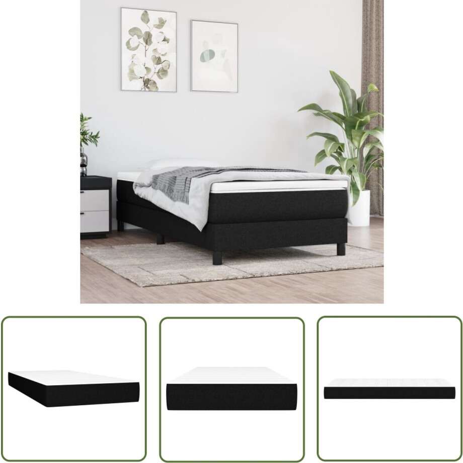 vidaXL Matras - Pocketveringmatras - Pocketveringmatras 90x200x20 cm stof zwart - Slaapcomfort - Pocketveren - Schuimmatras afbeelding 1