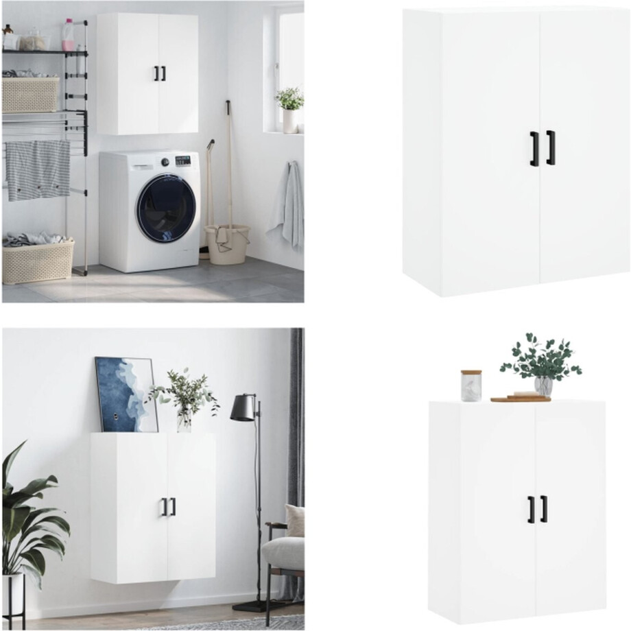 vidaXL Wandkast 69-5x34x90 cm wit - Wandkast - Wandkasten - Hangkast - Hangende Kast vidaXL Wandkast 69-5x34x90 cm wit - Wandkast - Wandkasten - Hangkast - Hangende Kast afbeelding 1