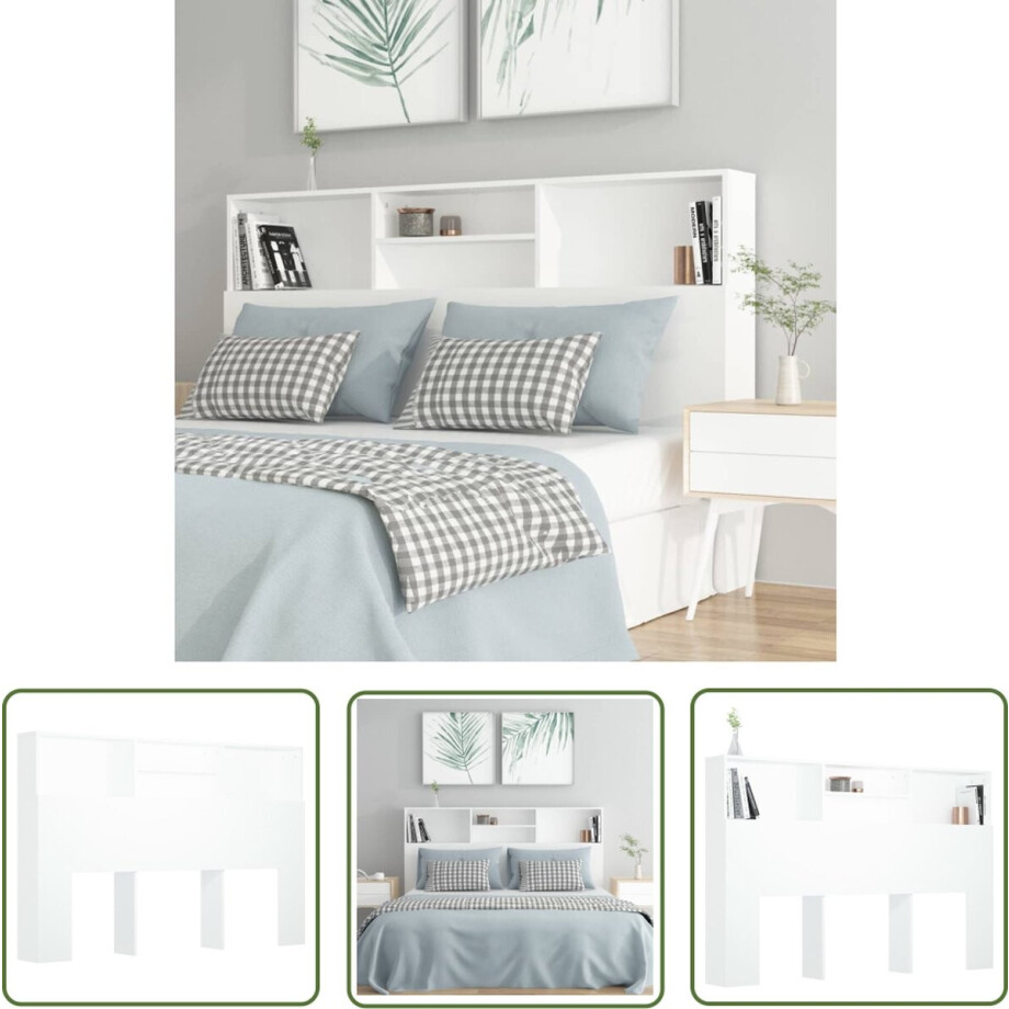 vidaXL Hoofdbord - Hoofd Bordkast - Hoofdbordkast 160x19x103,5 cm wit - Wand Headboard - Houten Hoofdbord - Slaapkamerdecoratie vidaXL Hoofdbord - Hoofd Bordkast - Hoofdbordkast 160x19x103,5 cm wit - Wand Headboard - Houten Hoofdbord - Slaapkamerdecoratie afbeelding 1