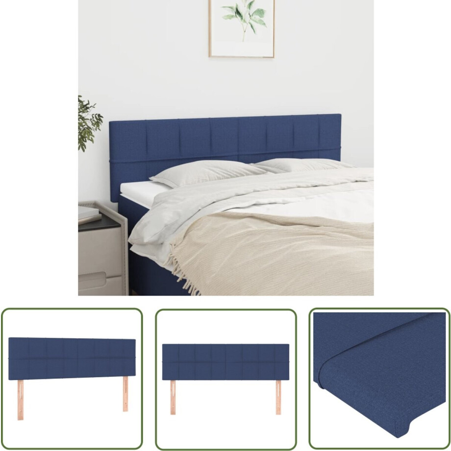 vidaXL Hoofdborden - Hoofd Bord - Hoofdborden 2 st 72x5x78/88 cm stof blauw - Beddecoratie - Slaapkamers - Blauwwaren afbeelding 1