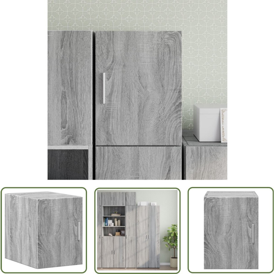 vidaXL Grijze Wandkast - Wandkast - Wandkast 30x42,5x40 cm bewerkt hout grijs sonoma eikenkleurig - Houten Wandkast - Badkamerkast - Keukenkast vidaXL Grijze Wandkast - Wandkast - Wandkast 30x42,5x40 cm bewerkt hout grijs sonoma eikenkleurig - Houten Wandkast - Badkamerkast - Keukenkast afbeelding 1