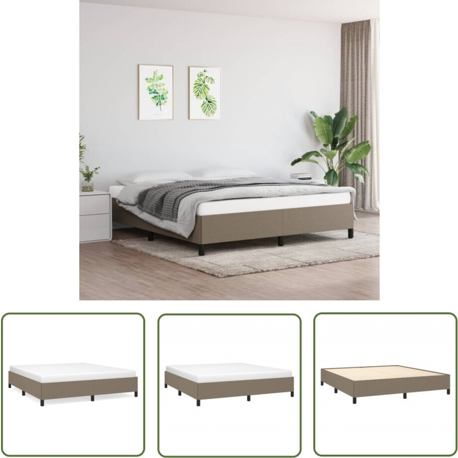 vidaXL Tweepersoons Bed - Bed Frame - Bedframe zonder matras stof taupe 160x200 cm - Stof Bed - Taupe Bed - VidaXL Bed vidaXL Tweepersoons Bed - Bed Frame - Bedframe zonder matras stof taupe 160x200 cm - Stof Bed - Taupe Bed - VidaXL Bed afbeelding 1