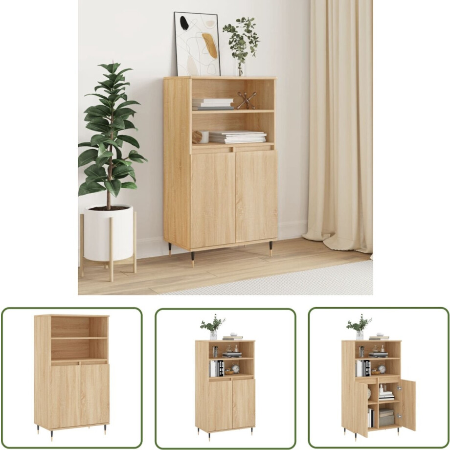 vidaXL Kast - Hoge Kast - Hoge kast 60x36x110 cm bewerkt hout sonoma eikenkleurig - Sonoma Eiken - Houten Kast - Opbergkast vidaXL Kast - Hoge Kast - Hoge kast 60x36x110 cm bewerkt hout sonoma eikenkleurig - Sonoma Eiken - Houten Kast - Opbergkast afbeelding 1