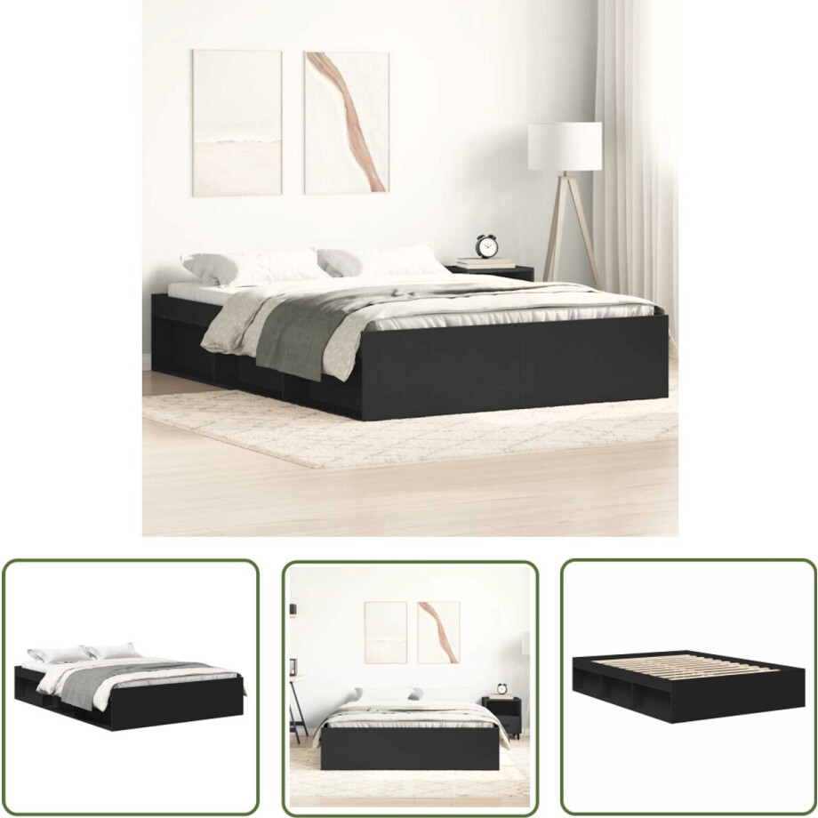 vidaXL Zwarte Bedpost - Houten Bed Frame - Bedframe zwart 120x200 cm - Tweepersoons Bed - Boxspring Bed - Modern Bed vidaXL Zwarte Bedpost - Houten Bed Frame - Bedframe zwart 120x200 cm - Tweepersoons Bed - Boxspring Bed - Modern Bed afbeelding 1