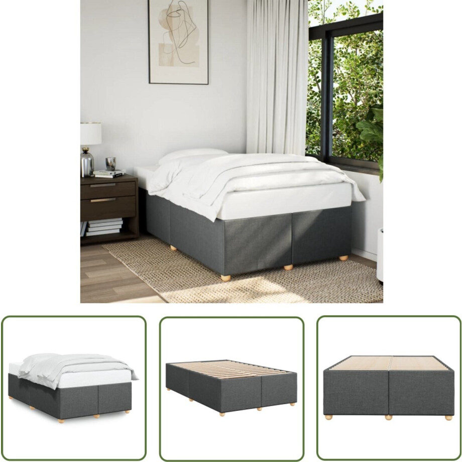 vidaXL Boxspring - Bed Frame - Bedframe zonder matras 120x190 cm stof donkergrijs - Tweepersoonsbed - Slaapcomfort - Slaapkamers vidaXL Boxspring - Bed Frame - Bedframe zonder matras 120x190 cm stof donkergrijs - Tweepersoonsbed - Slaapcomfort - Slaapkamers afbeelding 1