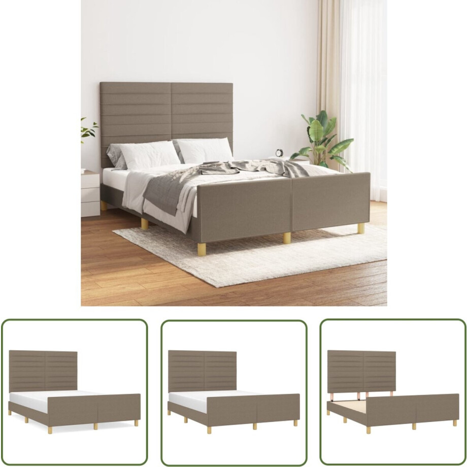 vidaXL Tweepersoons Bed - Bed Frame - Bedframe zonder matras stof taupe 140x200 cm - Houten Bed - Bed Met Hoofdeinde - Stof Bed vidaXL Tweepersoons Bed - Bed Frame - Bedframe zonder matras stof taupe 140x200 cm - Houten Bed - Bed Met Hoofdeinde - Stof Bed afbeelding 1