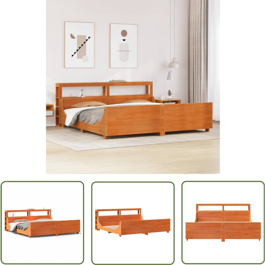 vidaXL Houten Bed - Bedframe - Bedframe zonder matras massief grenenhout wasbruin 180x200 cm - Grenen Hout Bed - Kingsize Bed - Boxspring Bed vidaXL Houten Bed - Bedframe - Bedframe zonder matras massief grenenhout wasbruin 180x200 cm - Grenen Hout Bed - Kingsize Bed - Boxspring Bed afbeelding 1