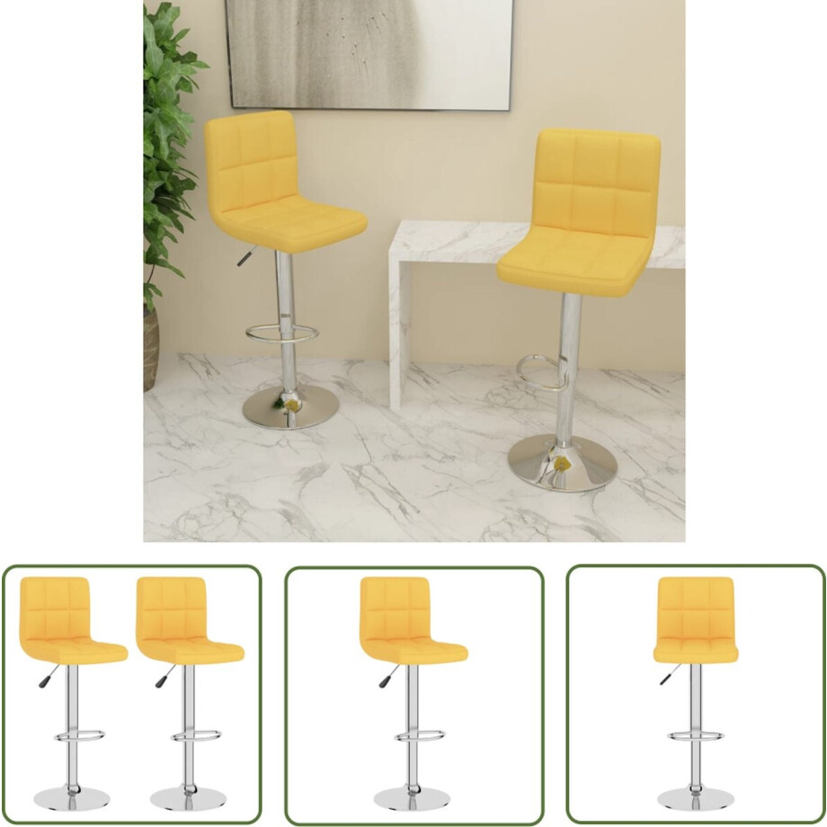 vidaXL Barkruk - Barstoel - Barkrukken 2 st stof mosterdgeel - Eetkamerstoel - Stoel - Lounge Stoel afbeelding 1