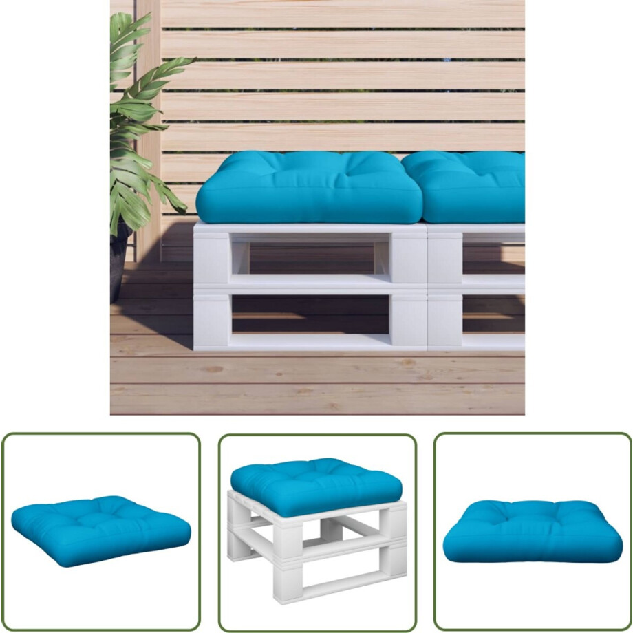 vidaXL Tuinkussens - Palletkussentjes - Palletkussen 58x58x10 cm stof lichtblauw - Outdoor Kussens - Lounge Kussens - Balkon Kussens afbeelding 1