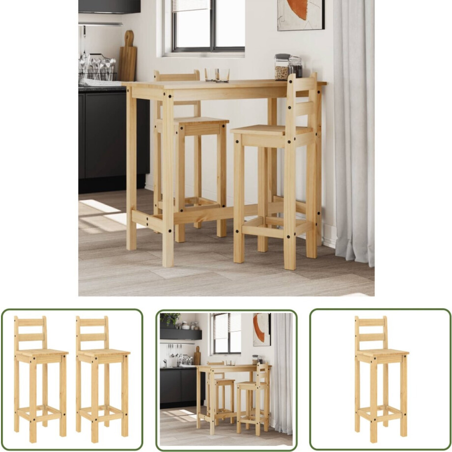 vidaXL Grenenhout Meubels - Barstoelen - Barstoelen 2 st massief grenenhout - Vintage Stoelen - Bruine Stoelen - Moderne Barstoelen vidaXL Grenenhout Meubels - Barstoelen - Barstoelen 2 st massief grenenhout - Vintage Stoelen - Bruine Stoelen - Moderne Barstoelen afbeelding 1