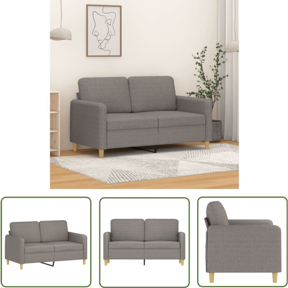 vidaXL Sofa - Tweezitsbank - Tweezitsbank 120 cm stof taupe - Banks Kopen - Lounge Meubels - Salon Meubilair afbeelding 1