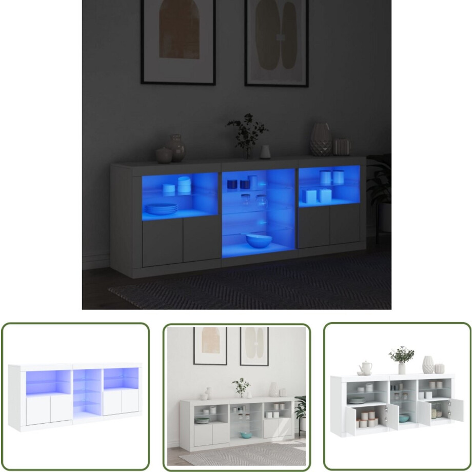 vidaXL Modern Dressoir - Dressoir - Dressoir met LED-verlichting 181,5x37x67 cm wit - Houten Dressoir - Witte Dressoir - Led Verlichting vidaXL Modern Dressoir - Dressoir - Dressoir met LED-verlichting 181,5x37x67 cm wit - Houten Dressoir - Witte Dressoir - Led Verlichting afbeelding 1