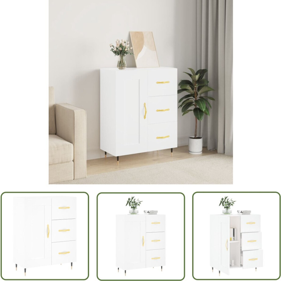 vidaXL Houten Dressoir - Dressoir - Dressoir 69,5x34x90 cm bewerkt hout wit - Wit Dressoir - Vintage Dressoir - Modern Dressoir vidaXL Houten Dressoir - Dressoir - Dressoir 69,5x34x90 cm bewerkt hout wit - Wit Dressoir - Vintage Dressoir - Modern Dressoir afbeelding 1