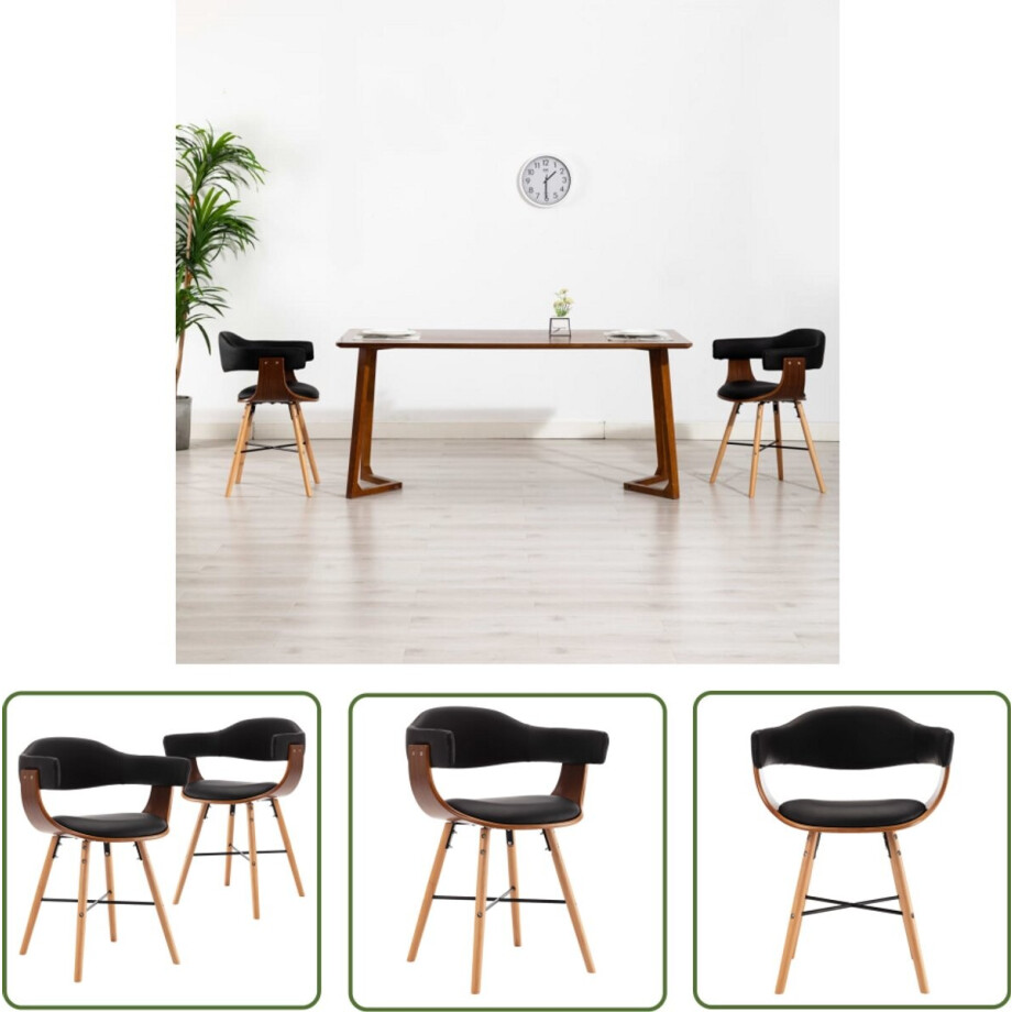 vidaXL Eetkamerstoelen - Kunstleer - Set van 2 - Zwart Eetkamerstoelen - Kunstleder Stoel - Design Stoel - Zwarte Stoel - Eetkamer Meubels vidaXL Eetkamerstoelen - Kunstleer - Set van 2 - Zwart Eetkamerstoelen - Kunstleder Stoel - Design Stoel - Zwarte Stoel - Eetkamer Meubels afbeelding 1