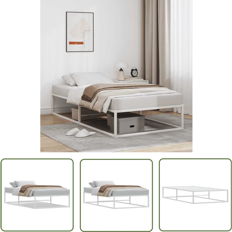 vidaXL Houten Bed - Bedframe - Bedframe zonder matras 100x200 cm wit - Tweepersoonsbed - Enkelbed - Stapelbaar Bed vidaXL Houten Bed - Bedframe - Bedframe zonder matras 100x200 cm wit - Tweepersoonsbed - Enkelbed - Stapelbaar Bed afbeelding 1