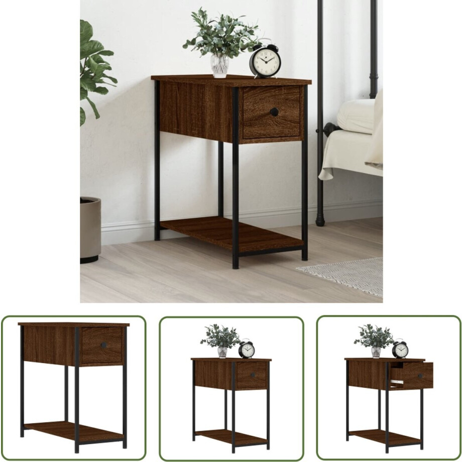 vidaXL Vintage - Nachtkastje - Nachtkastje 30x60x60 cm bewerkt hout bruin eikenkleur - Woonkamermeubel - Bruine Eiken - Houten Kast afbeelding 1