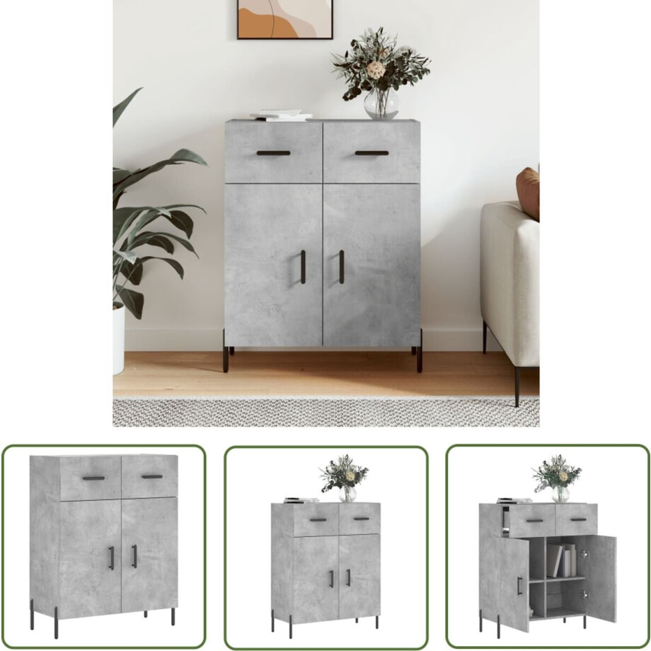 The Living Store Dressoir 69,5x34x90 cm bewerkt hout betongrijs - Dressoir - Tv Meubel - Houten Dressoir - Grijze Dressoir - Modern Dressoir The Living Store Dressoir 69,5x34x90 cm bewerkt hout betongrijs - Dressoir - Tv Meubel - Houten Dressoir - Grijze Dressoir - Modern Dressoir afbeelding 1