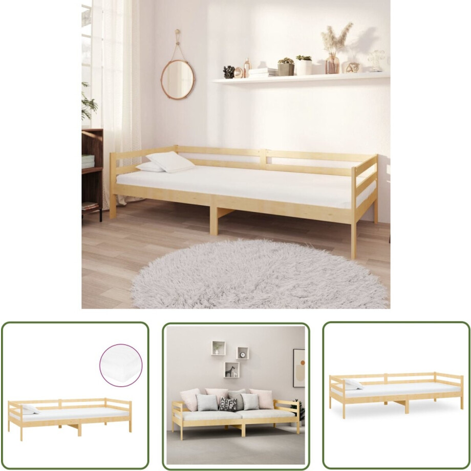 vidaXL Houten Bank - Slaapbank - Slaapbank met matras massief grenenhout 90x200 cm - Sofa Bed - Daybed - Guest Bed afbeelding 1