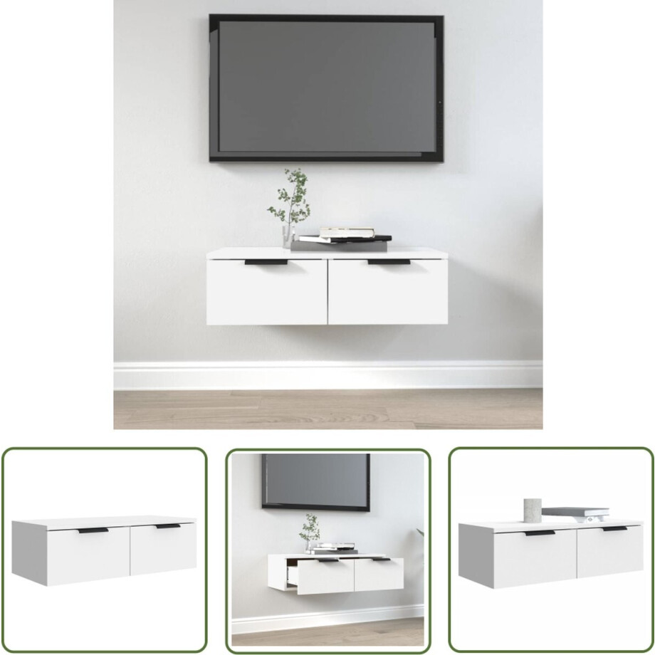 vidaXL Houten Kast - Wandkast - Wandkast 68x30x20 cm bewerkt hout wit - Opbergkast - Witte Kast - Compact Kast afbeelding 1