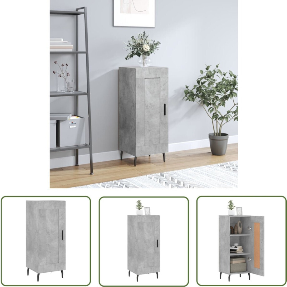 vidaXL Houten Dressoir - Dressoir - Dressoir 34,5x34x90 cm bewerkt hout betongrijs - Grijze Dressoir - Modern Dressoir - Vintage Dressoir afbeelding 1