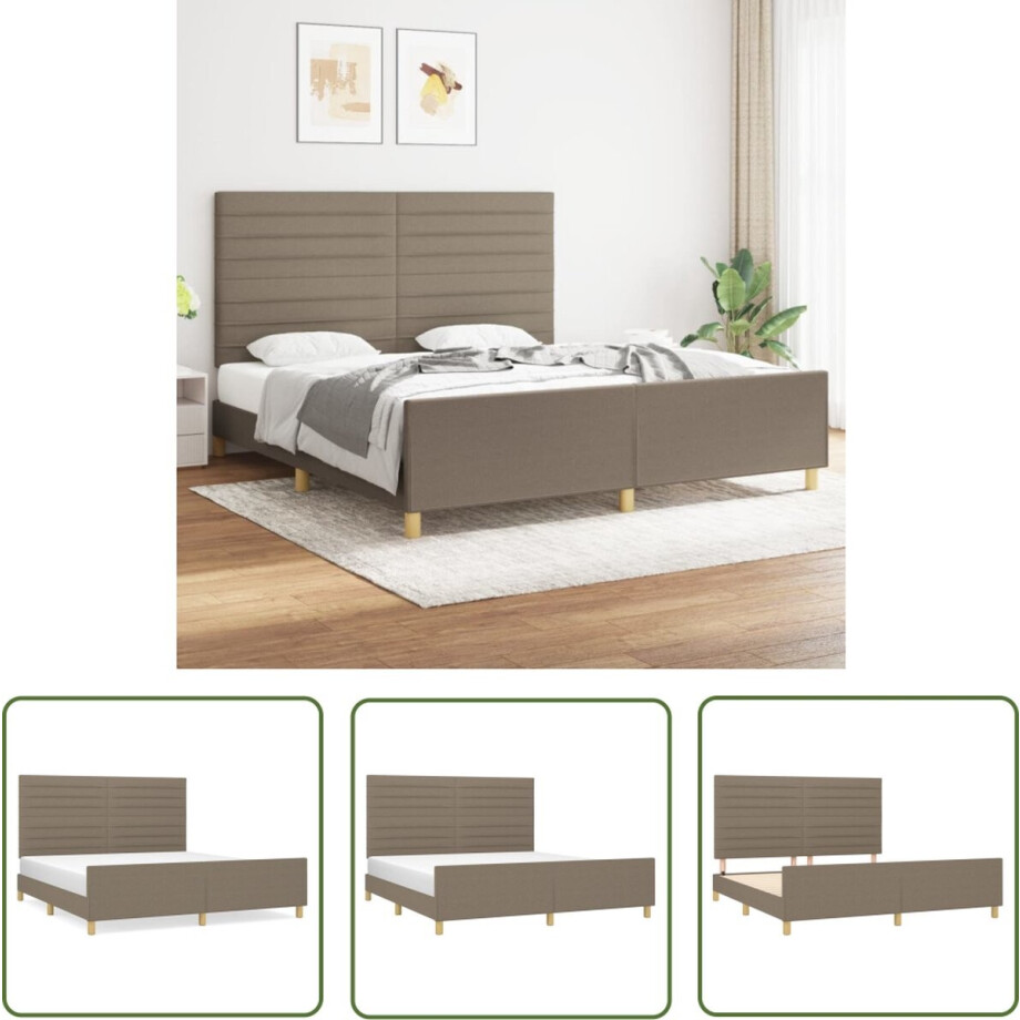 vidaXL Slaapcomfort - Bed Frame - Bedframe zonder matras stof taupe 180x200 cm - Tweepersoonsbed - Boxspring Bed - Houten Bed vidaXL Slaapcomfort - Bed Frame - Bedframe zonder matras stof taupe 180x200 cm - Tweepersoonsbed - Boxspring Bed - Houten Bed afbeelding 1