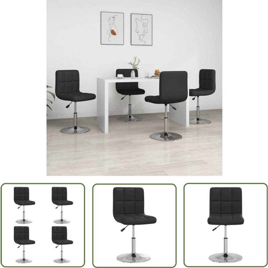 vidaXL Eetkamerstoel - Keukenstoel - Eetkamerstoelen 4 st kunstleer zwart - Zwarte Stoel - Kunstlederen Stoel - Ergonomische Stoel vidaXL Eetkamerstoel - Keukenstoel - Eetkamerstoelen 4 st kunstleer zwart - Zwarte Stoel - Kunstlederen Stoel - Ergonomische Stoel afbeelding 1