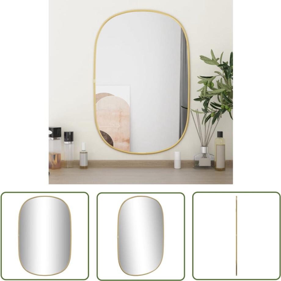 The Living Store Wandspiegel Goud 60 x 40 cm - Duurzaam PVC Frame - Duidelijke weerspiegeling afbeelding 1