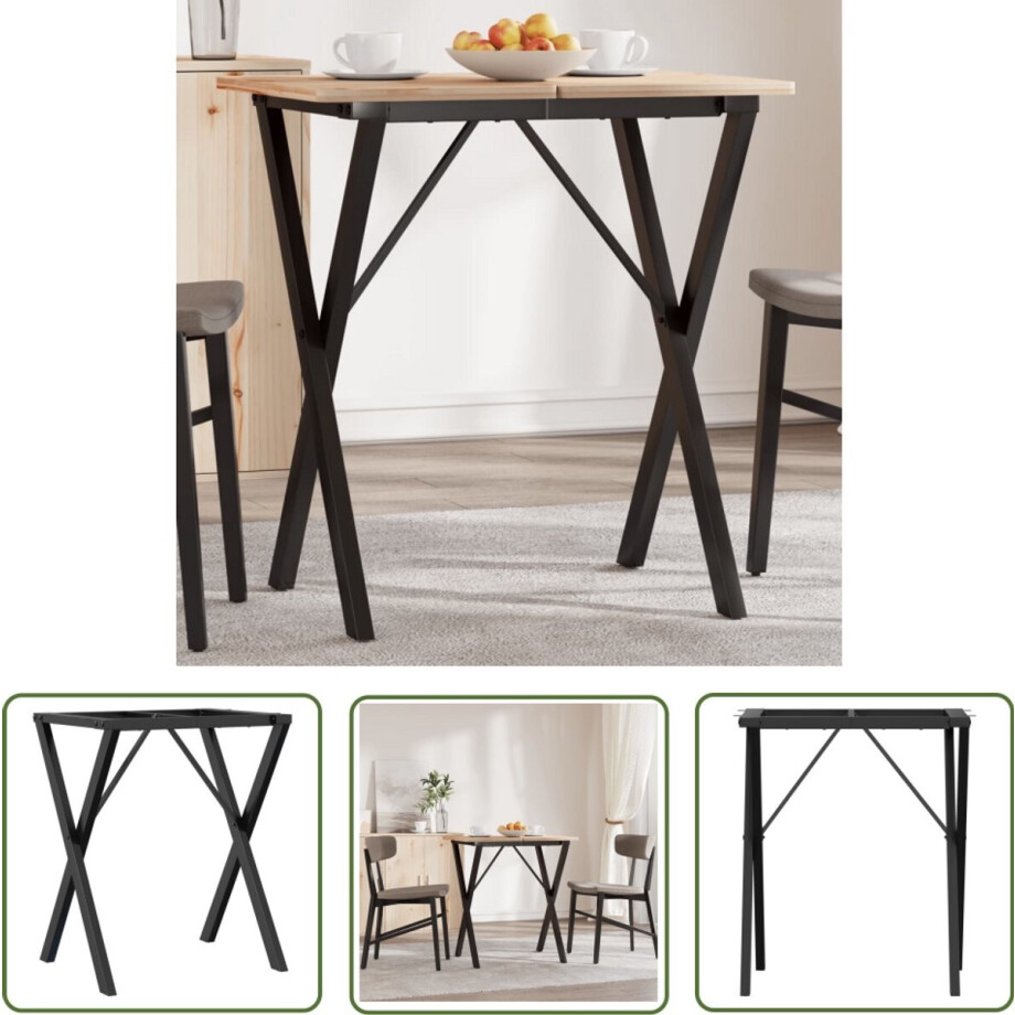 vidaXL Industriele Meubels - Eettafelpoten - Eettafelpoten X-frame 60x40x73 cm staal - Gietijzeren Potten - Tafelpoten Zwart - Vintage Tafelpoten afbeelding 1