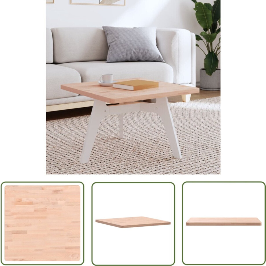 The Living Store Beukenhouten Tafelblad - 60 x 60 x 2.5 cm - Vierkant The Living Store Beukenhouten Tafelblad - 60 x 60 x 2.5 cm - Vierkant afbeelding 1
