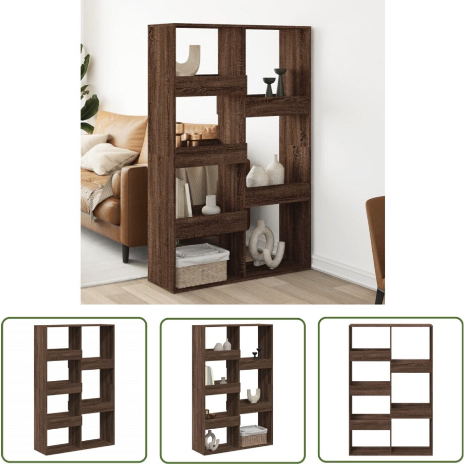 vidaXL Wandplank - Kamerscherm - Kamerscherm 100x33x155,5 cm bewerkt hout bruin eikenkleurig - Kast - Houten Meubel - Opbergruimte afbeelding 1